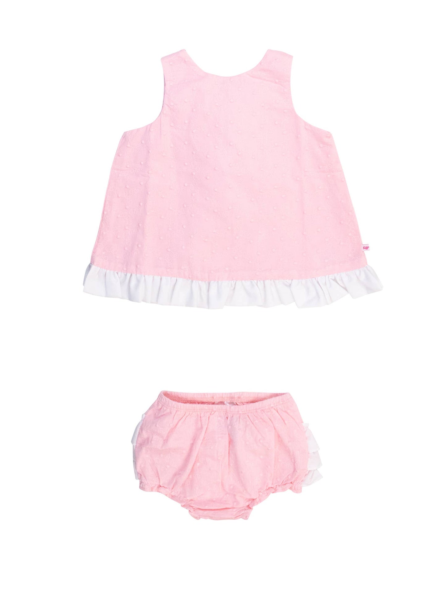 Ruffle Swiss Dot Bloomer Set | Pink
