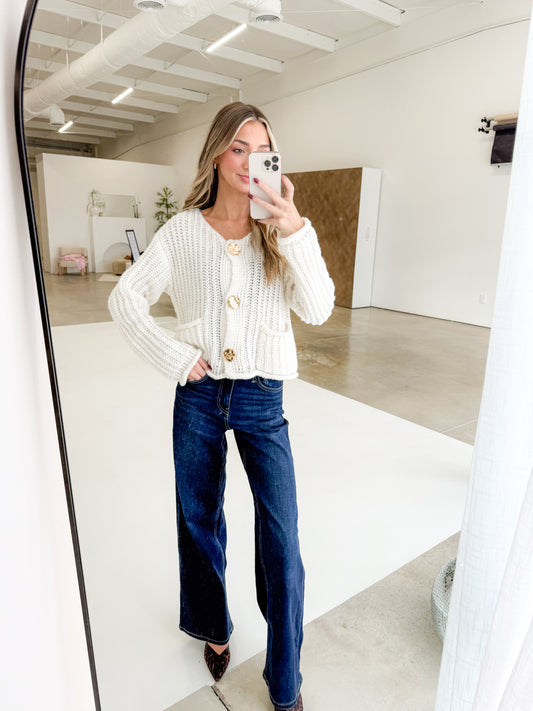 Chunky Knit Cardi | White