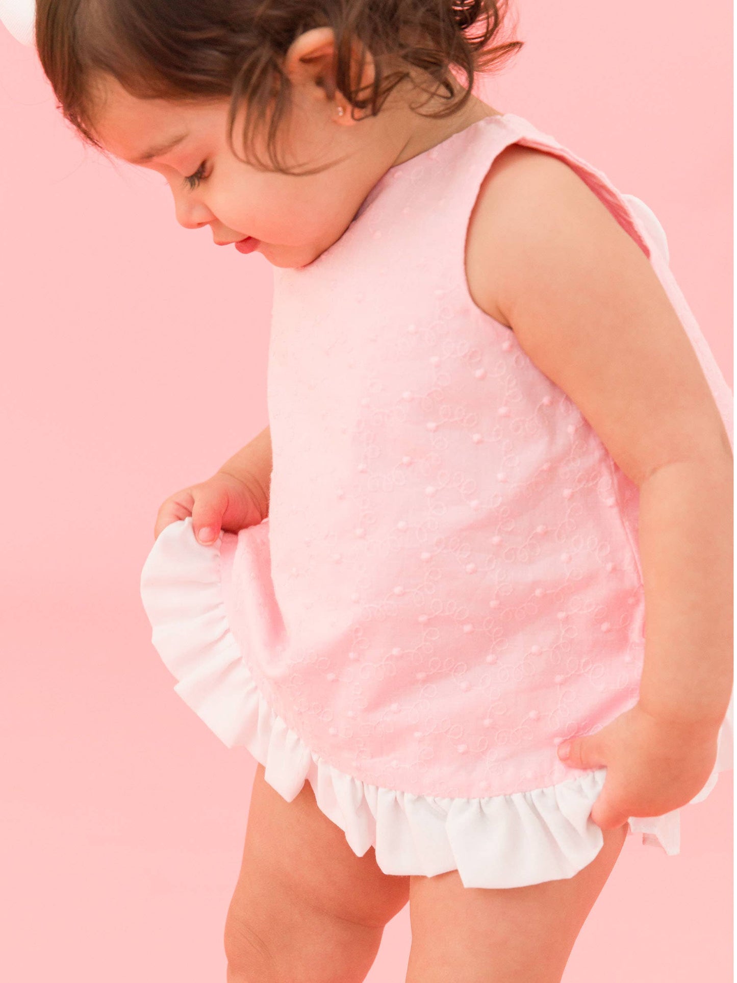 Ruffle Swiss Dot Bloomer Set | Pink
