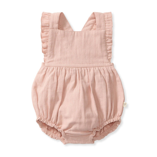 Check Gauze Girl Romper | Smokey Rose