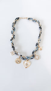 Black&Blue Gold Heart Scarf Necklace