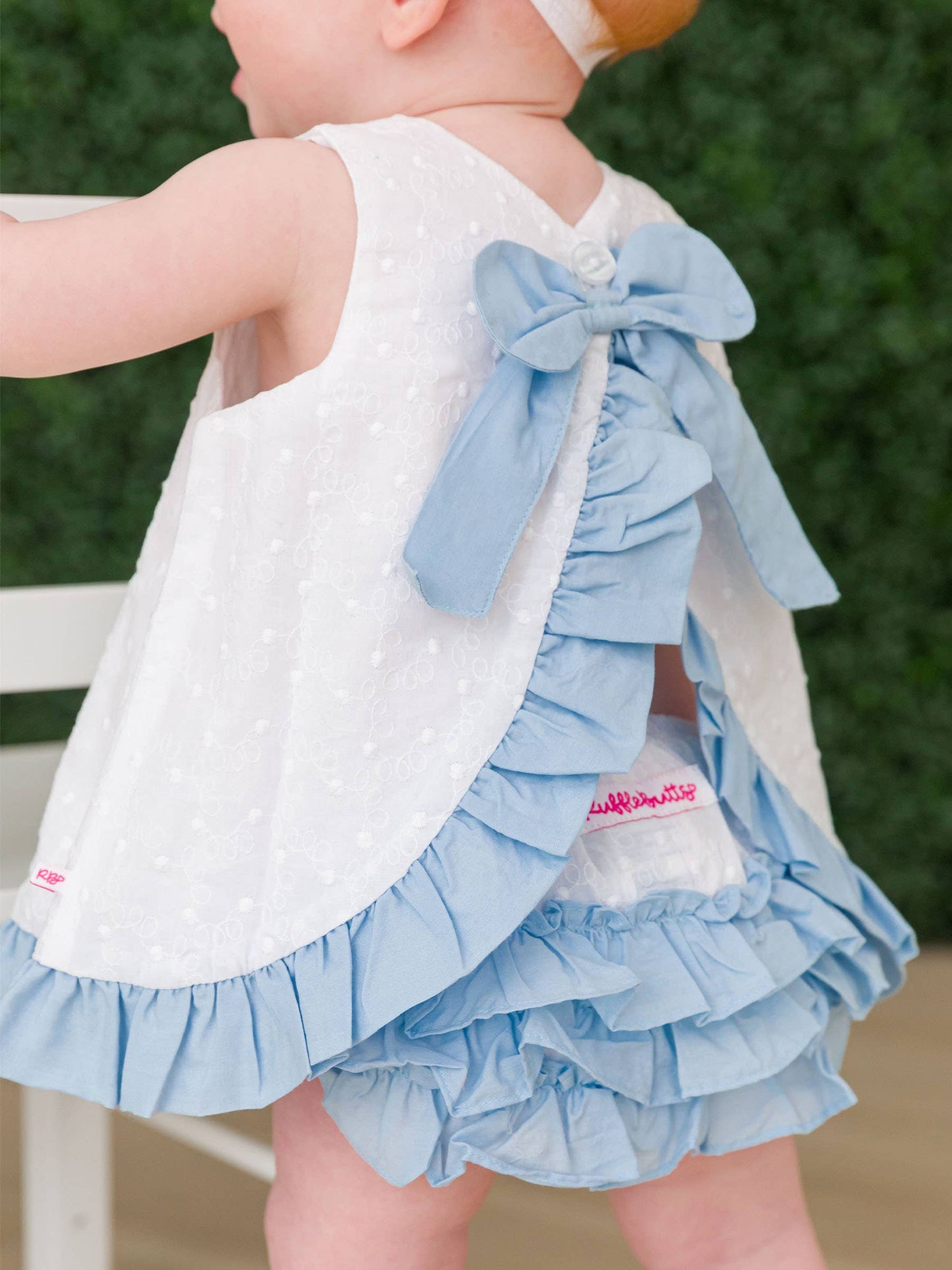 Ruffle Swiss Dot Bloomer Set | Blue