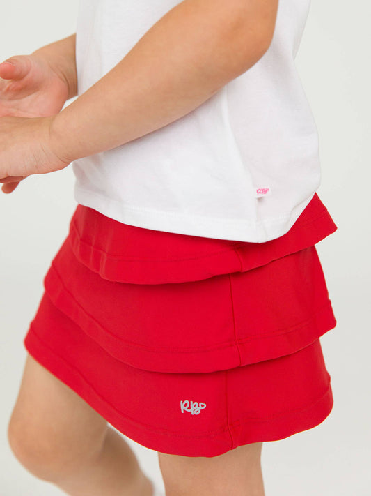 Tiered Active Skort | GIRLS | Red