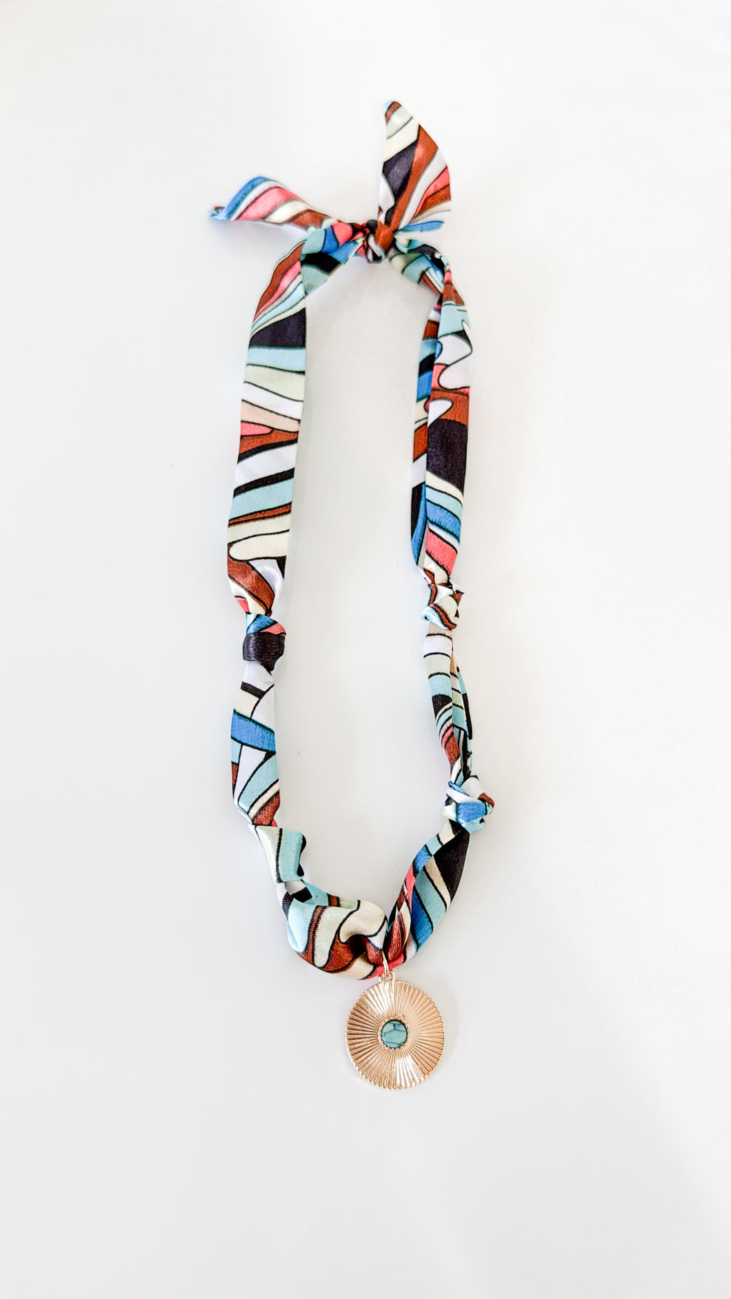 Multi Gold Pendent Scarf Necklace
