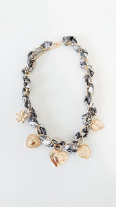 Tan&Black Gold Heart Scarf Necklace