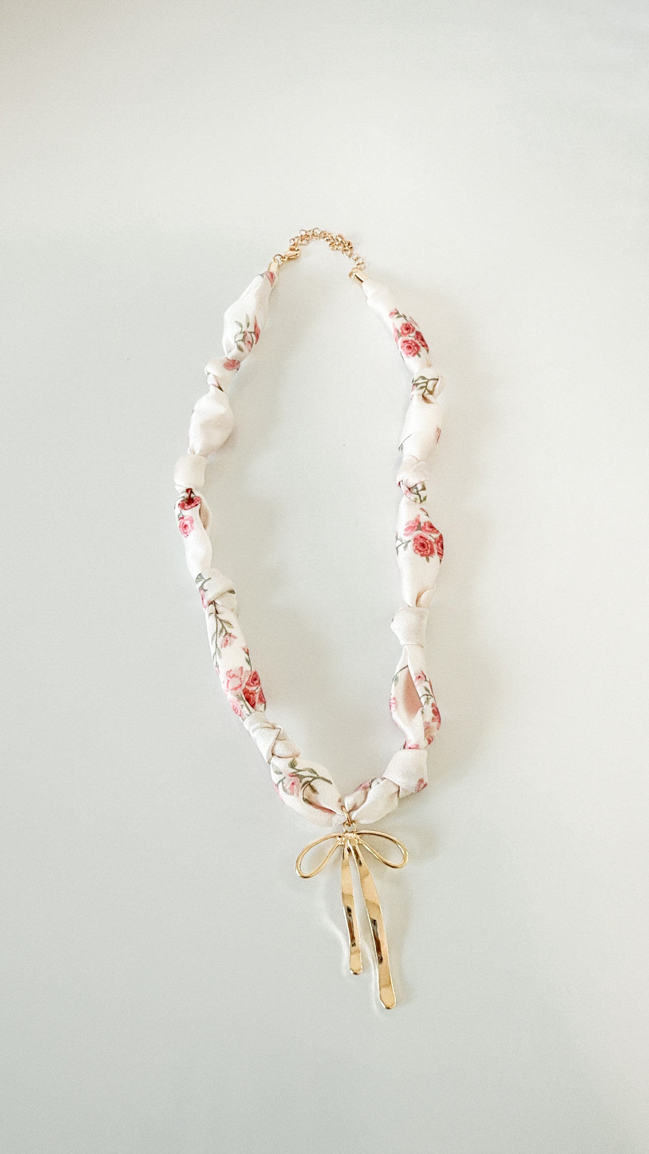Floral Gold Bow Scarf Necklace