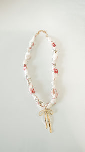 Floral Gold Bow Scarf Necklace