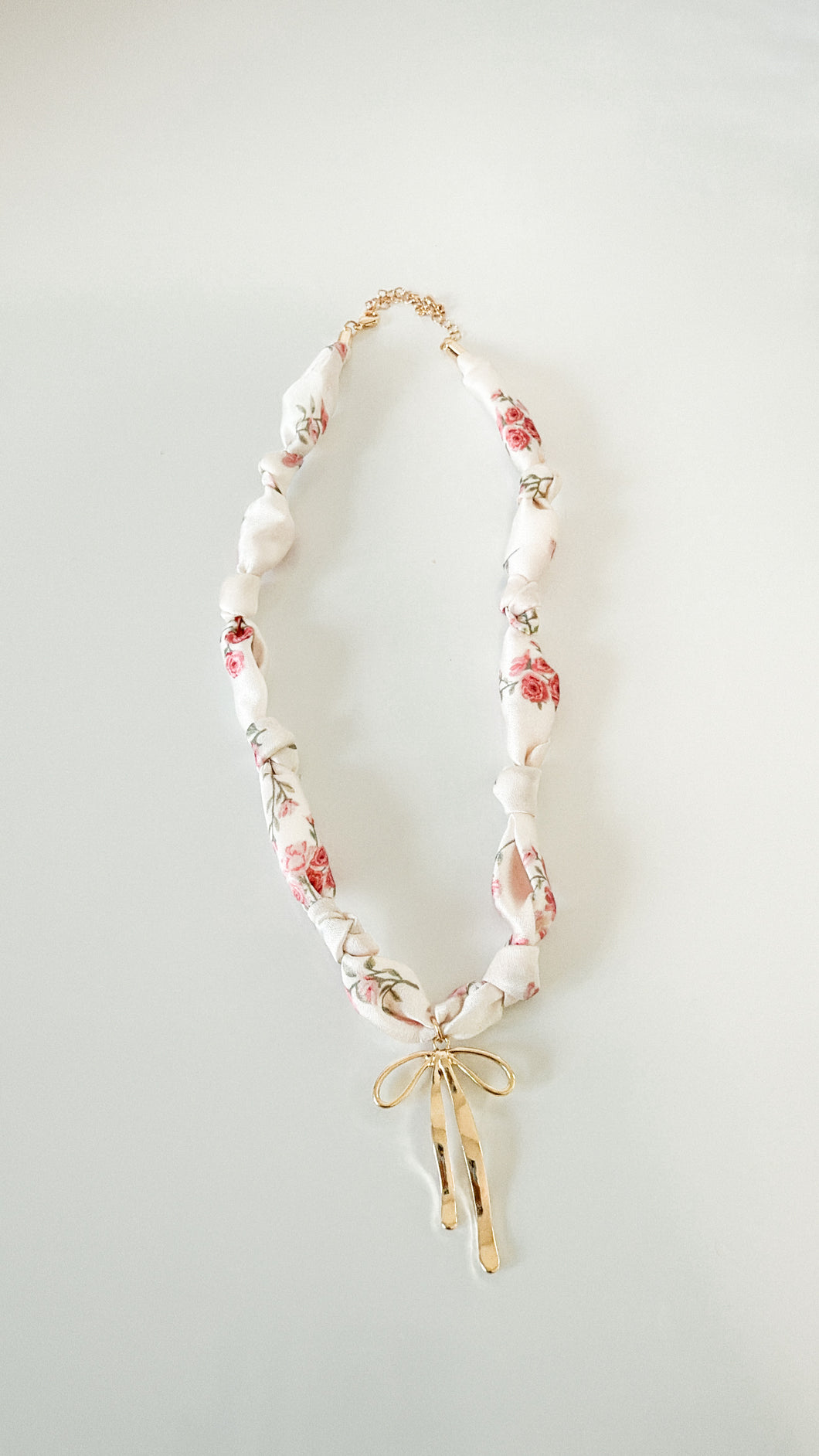 Floral Gold Bow Scarf Necklace