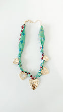Load image into Gallery viewer, Green Gold Heart Scarf Necklace
