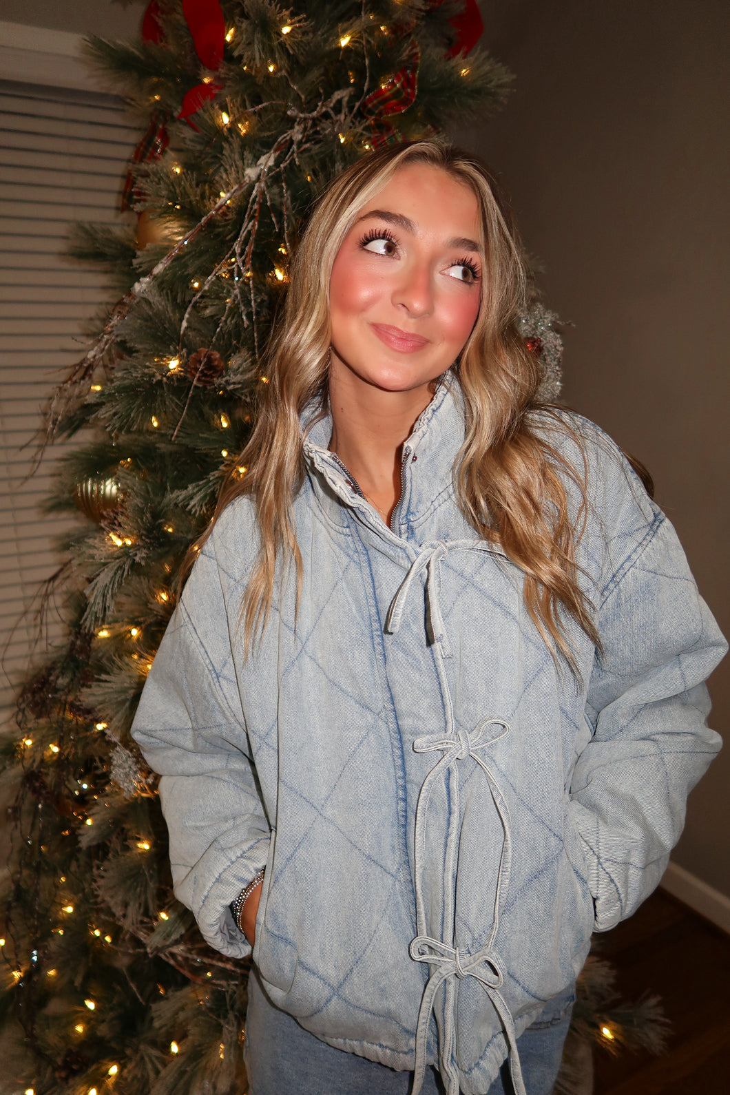 Denim and Bows Quilted Jacket