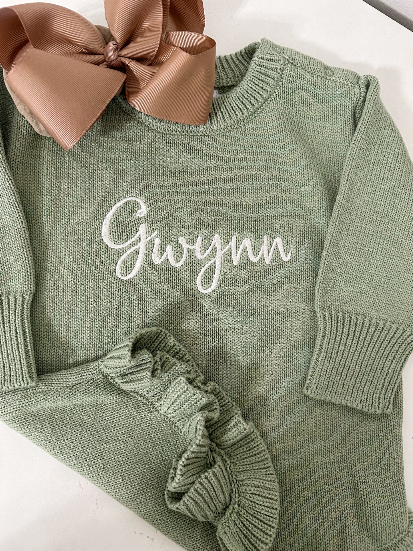 Ruffle Knit Romper | Green