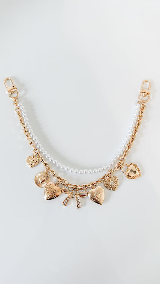 Gold Bow and Pearls Bag Charm