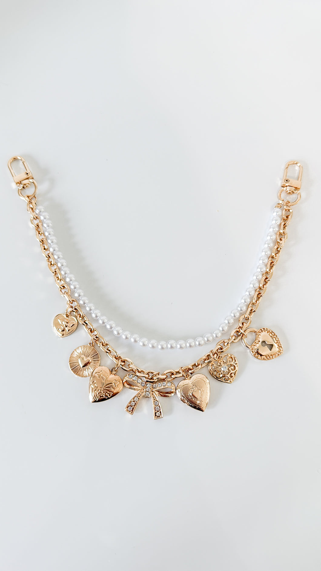 Gold Bow and Pearls Bag Charm