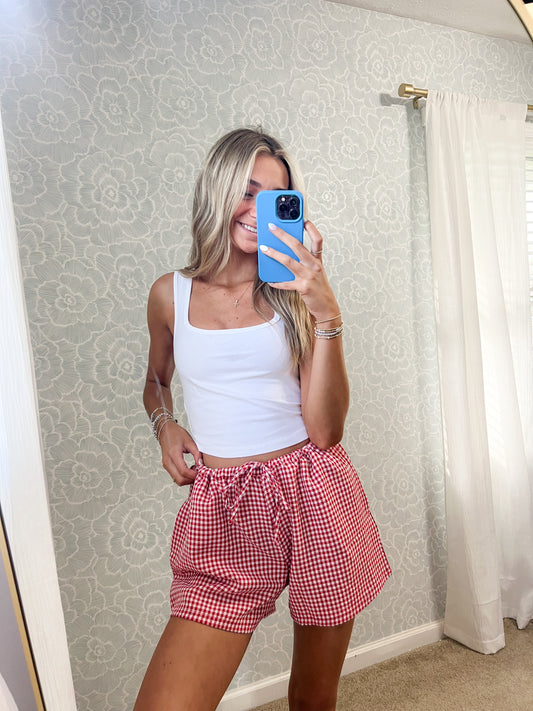 Spring Picnic Shorts-Red