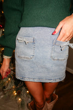 Load image into Gallery viewer, Blue Jean Bow Mini Skort
