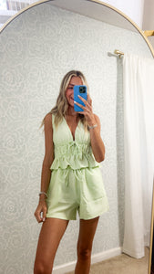 Spring Picnic Shorts-Lime