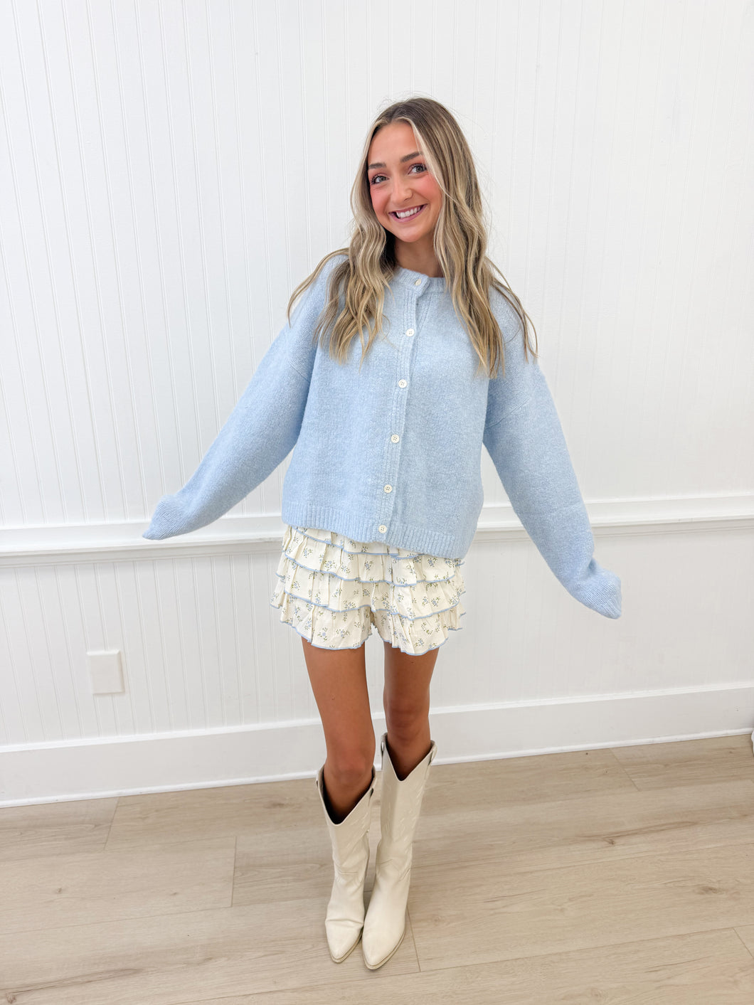 Cloud Nine Button Down Cardi | Blue
