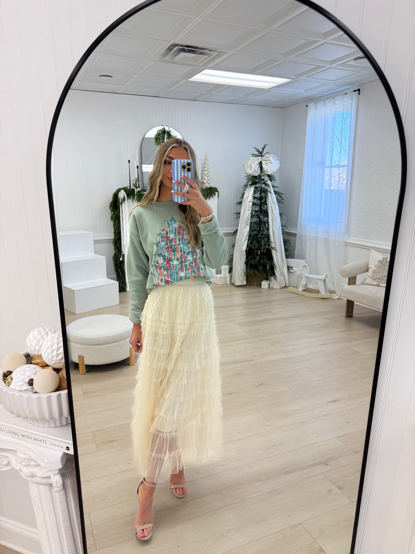 Ruffled Up Midi Skirt- Ecru