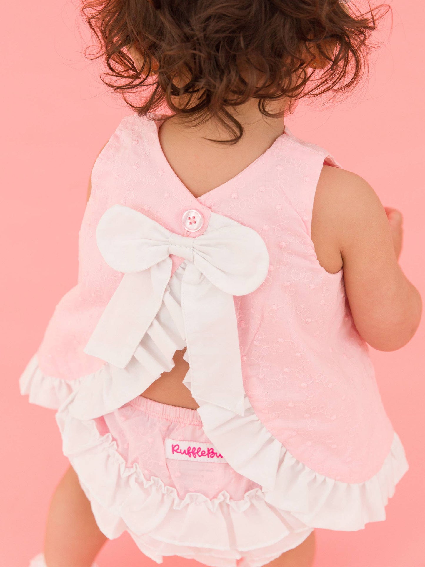 Ruffle Swiss Dot Bloomer Set | Pink