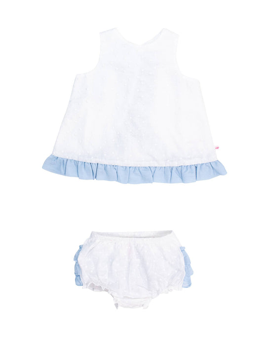 Ruffle Swiss Dot Bloomer Set | Blue