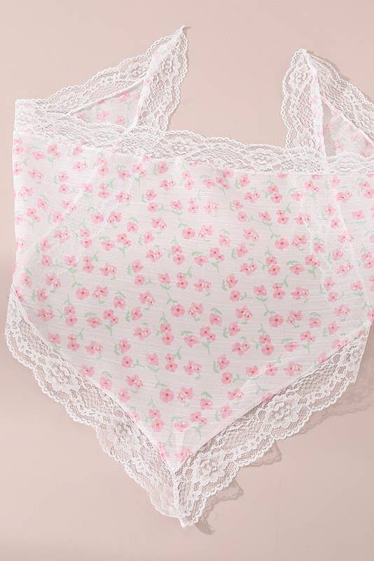 Flowers and Lace Bandana Scarf