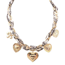 Load image into Gallery viewer, Tan&amp;Black Gold Heart Scarf Necklace
