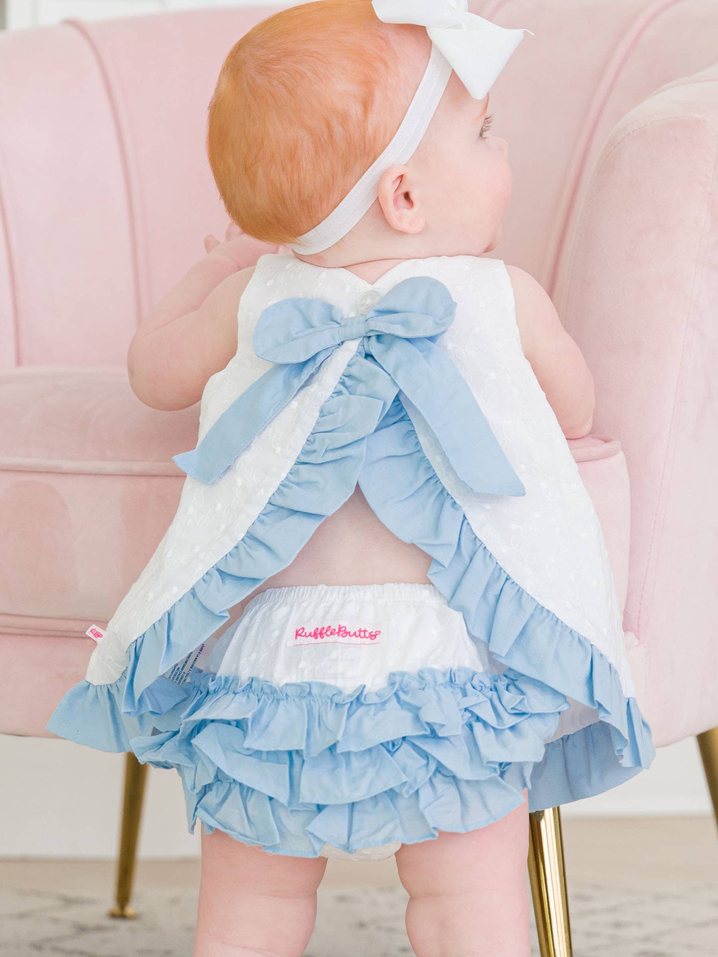 Ruffle Swiss Dot Bloomer Set | Blue