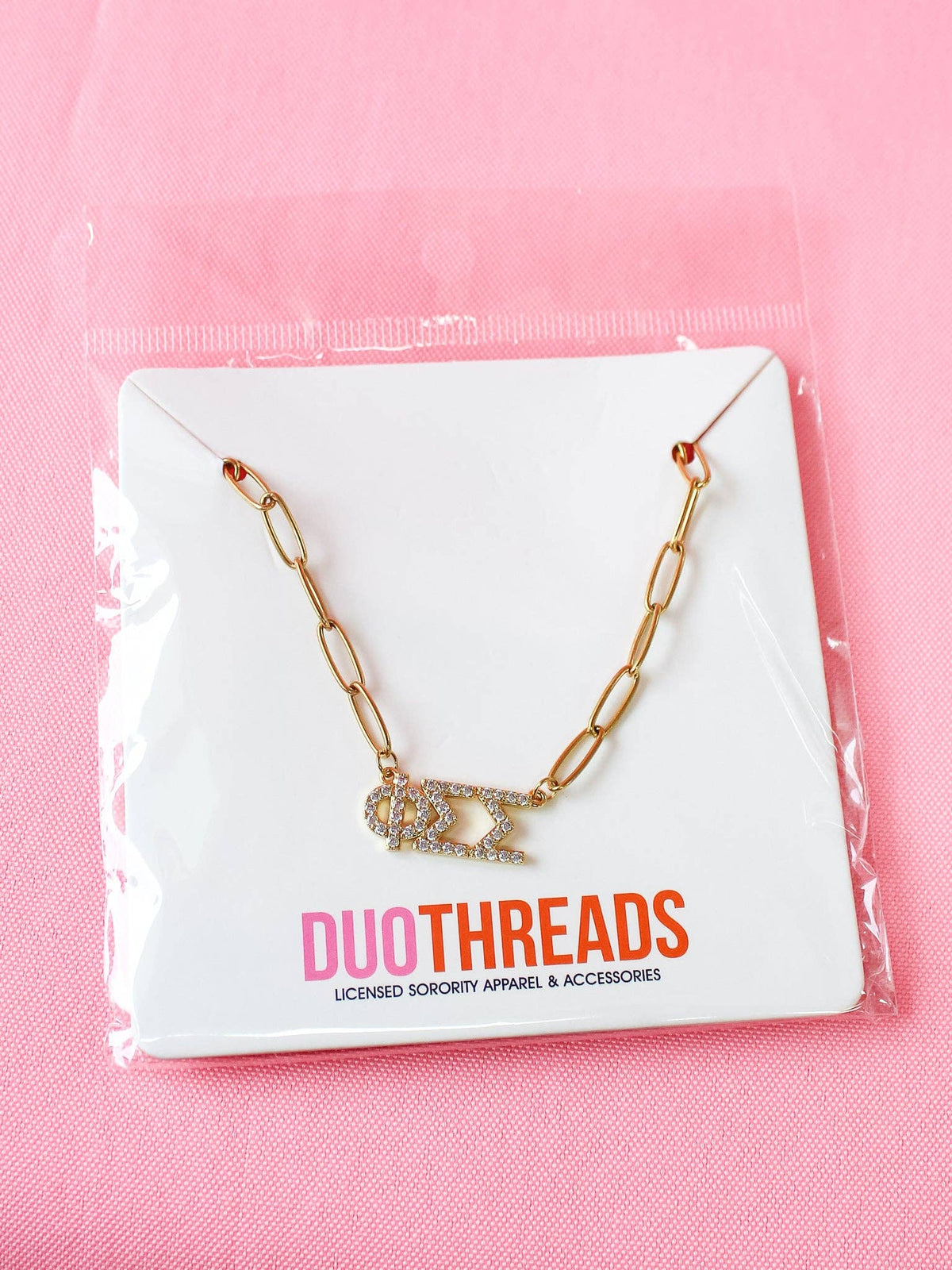 Rhinestone Sorority Necklace: ALPHA OMICRON PI