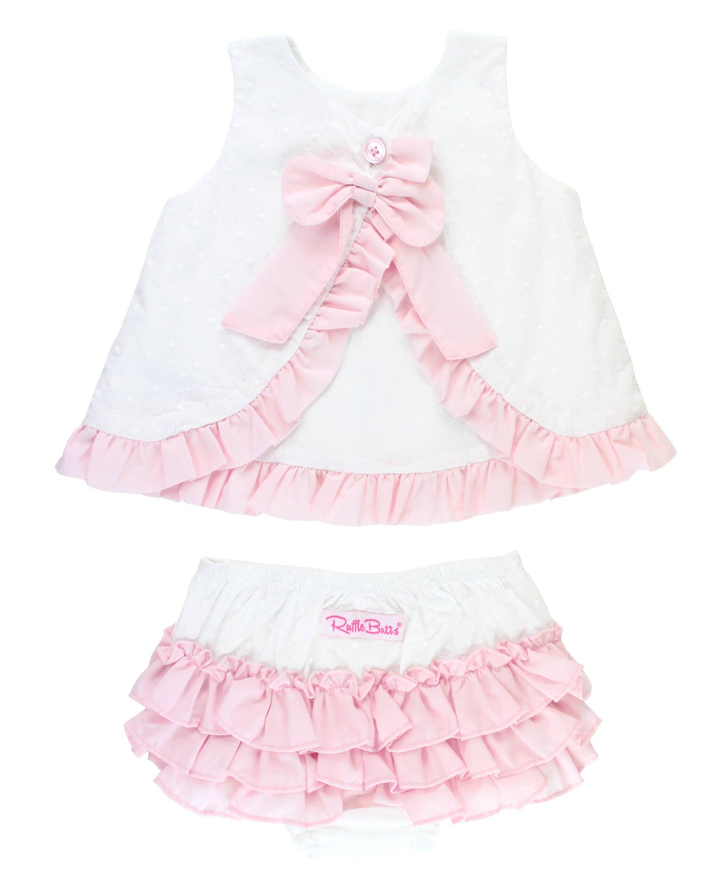 Ruffle Swiss Dot Bloomer Set | White