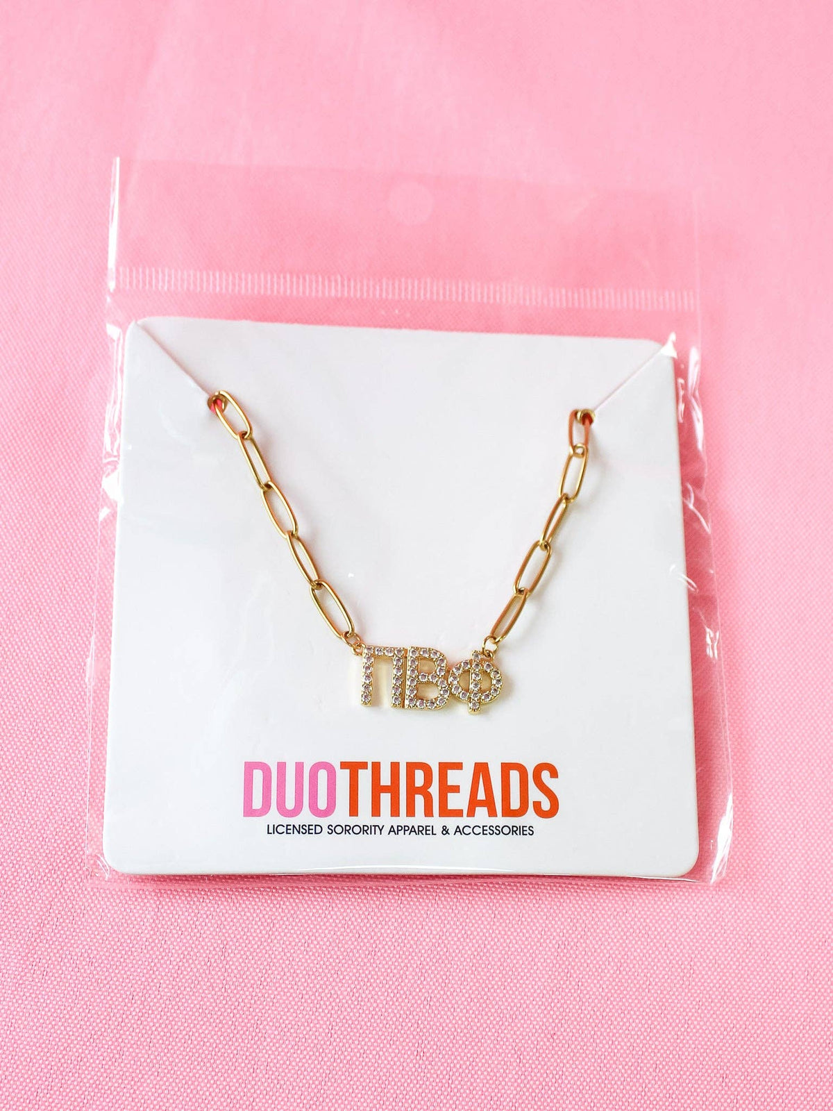 Rhinestone Sorority Necklace: ALPHA OMICRON PI