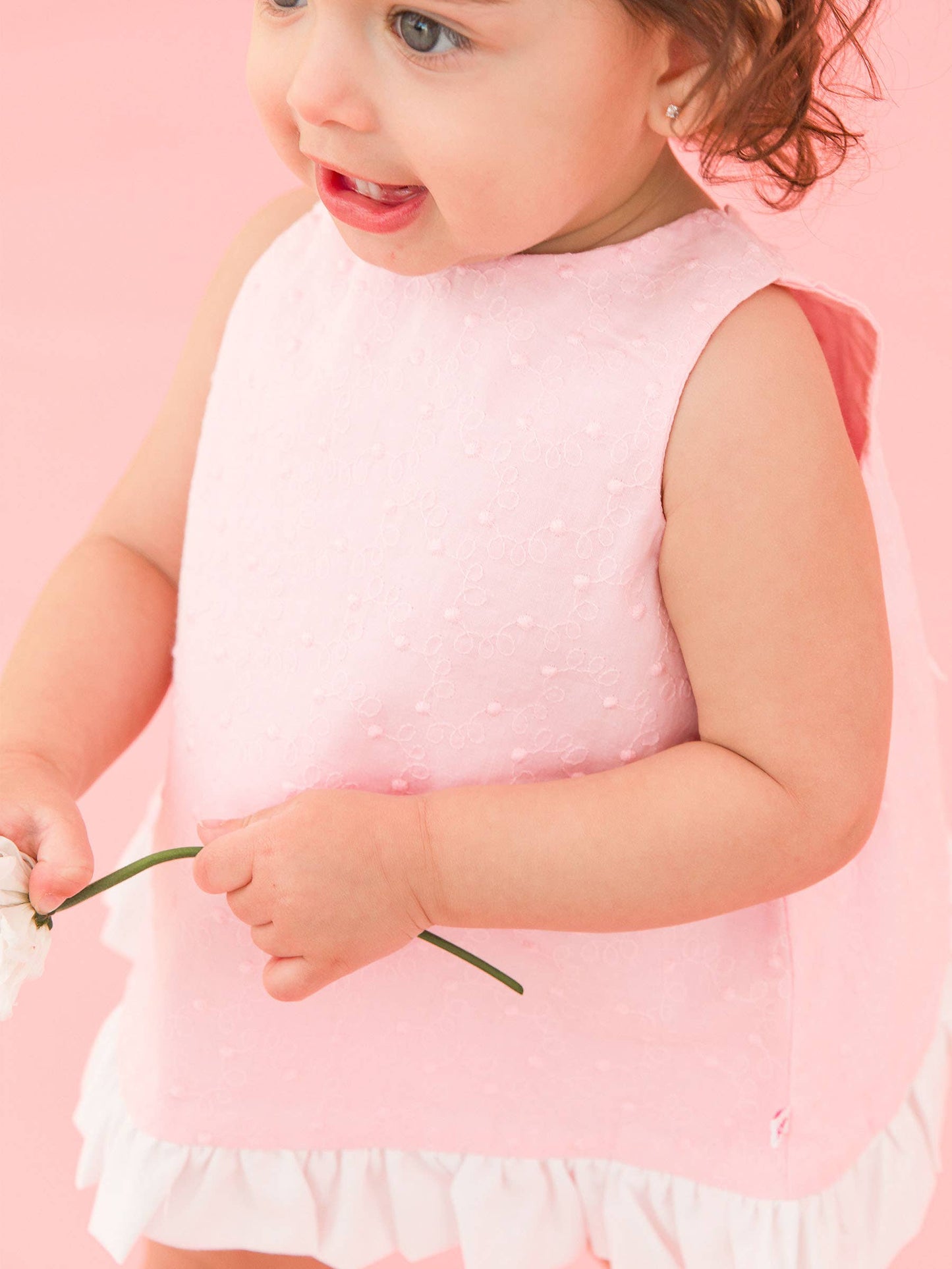 Ruffle Swiss Dot Bloomer Set | Pink