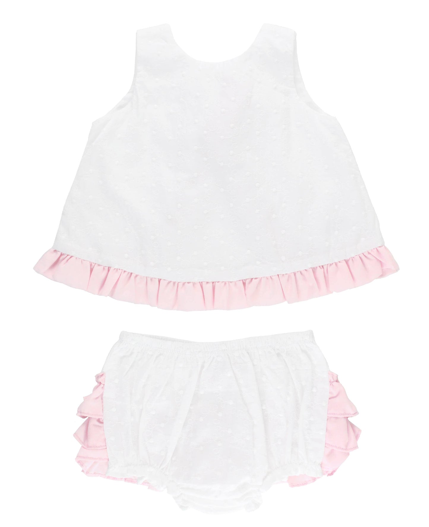 Ruffle Swiss Dot Bloomer Set | White