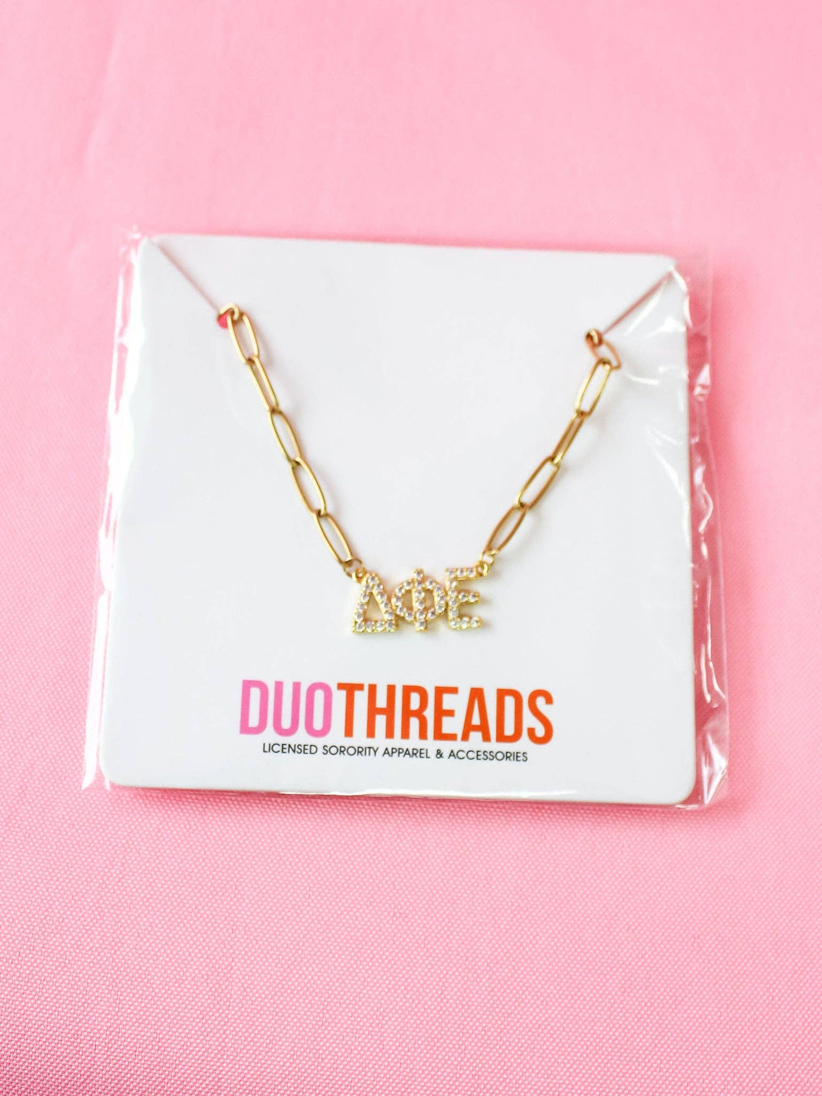 Rhinestone Sorority Necklace: ALPHA OMICRON PI