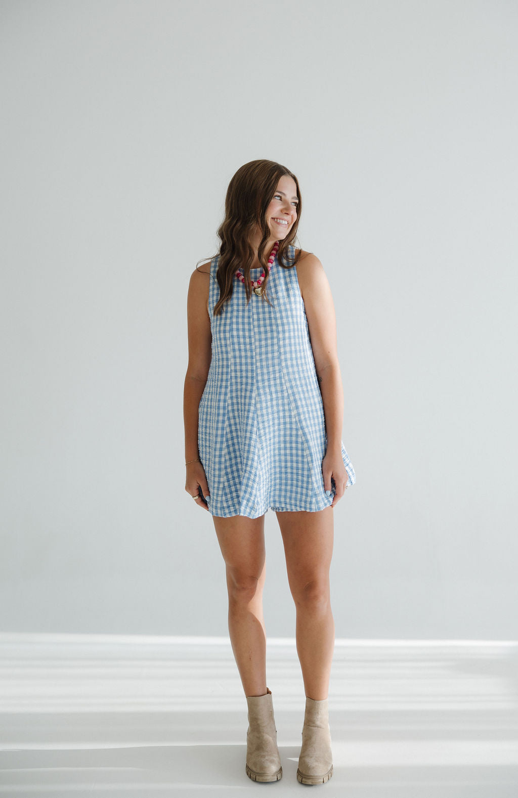 Falling For Gingham Romper | Blue