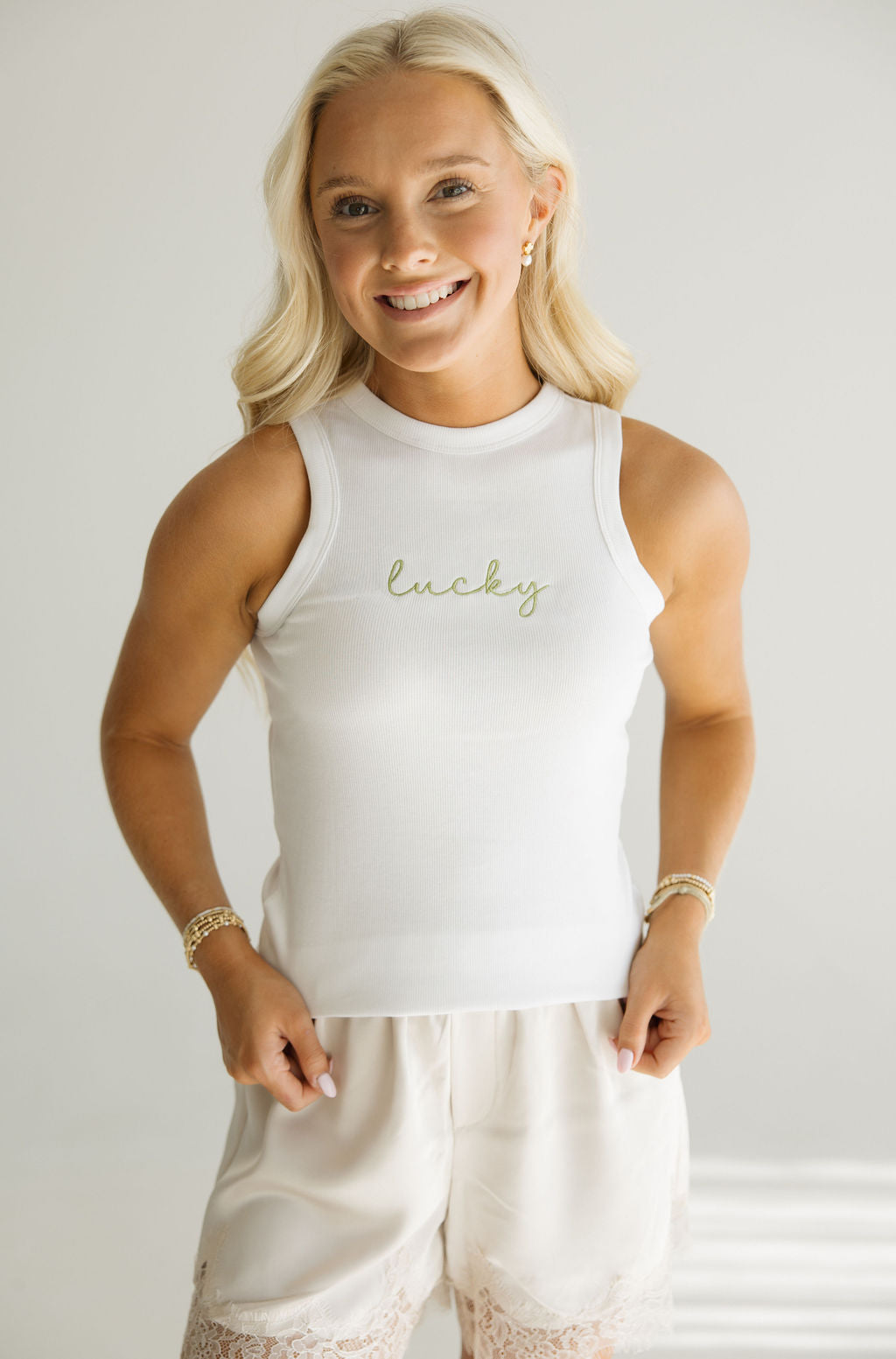 LUCKY embroidered tank