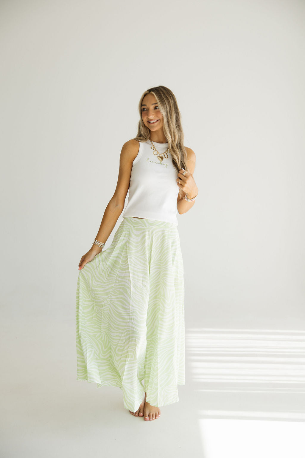 Zebra Wide Leg Pant | Lime