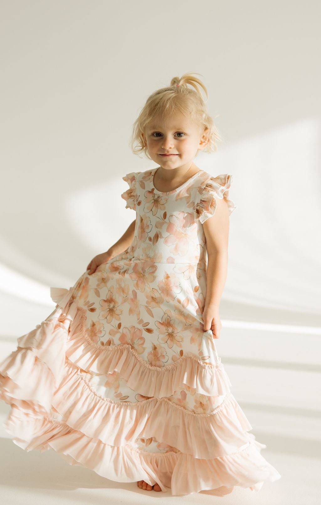 Floral Flutter Sleeve Dress | Blush