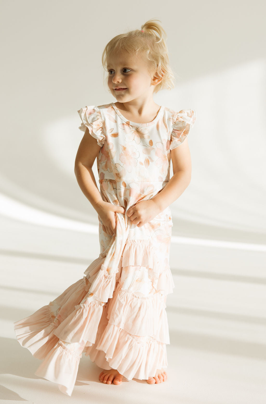 Floral Flutter Sleeve Dress | Blush