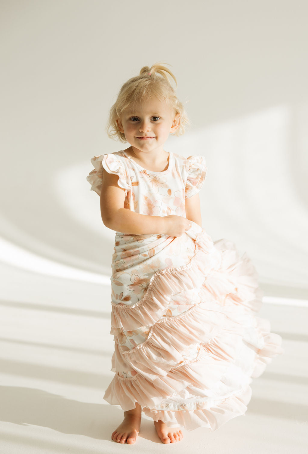 Floral Flutter Sleeve Dress | Blush