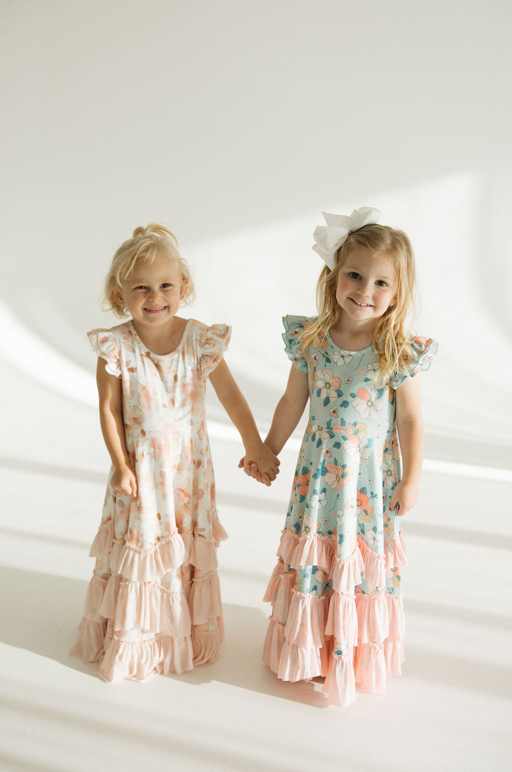 Bella Pastel Floral Flutter Sleeve Dress | Mint