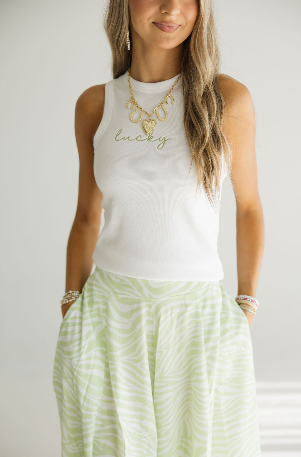 LUCKY embroidered tank