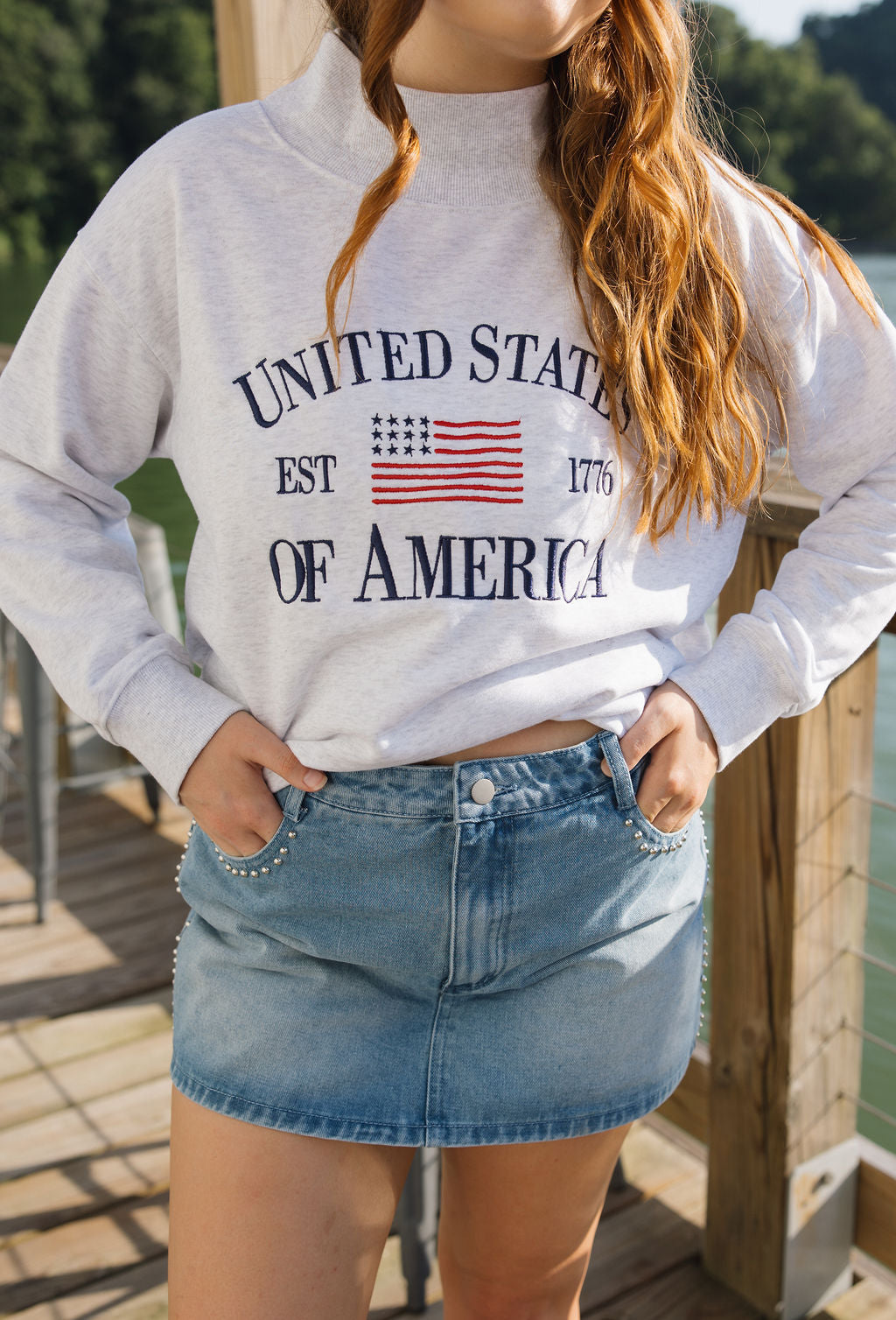 United States Emboridered Mockneck
