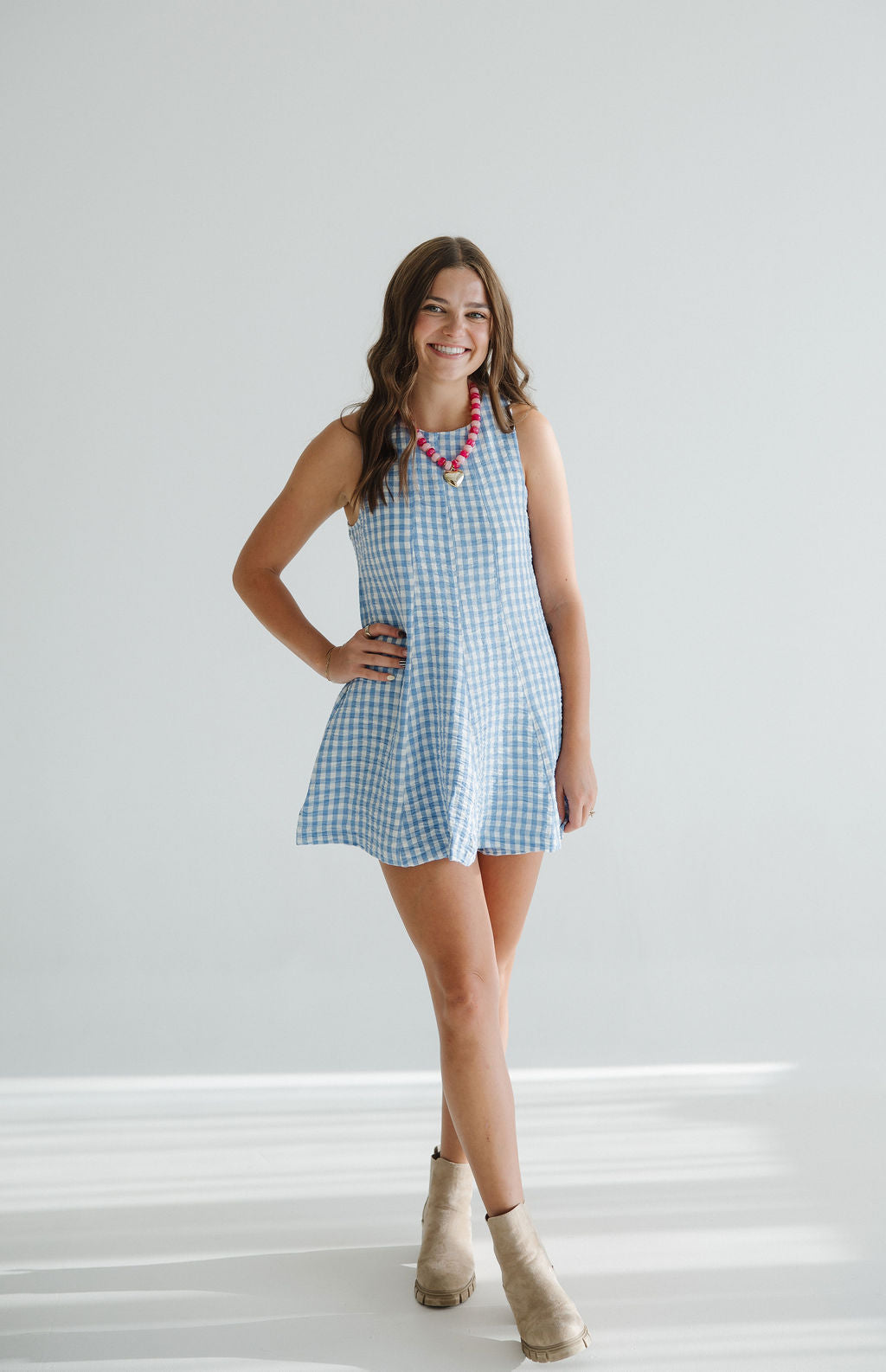 Falling For Gingham Romper | Blue