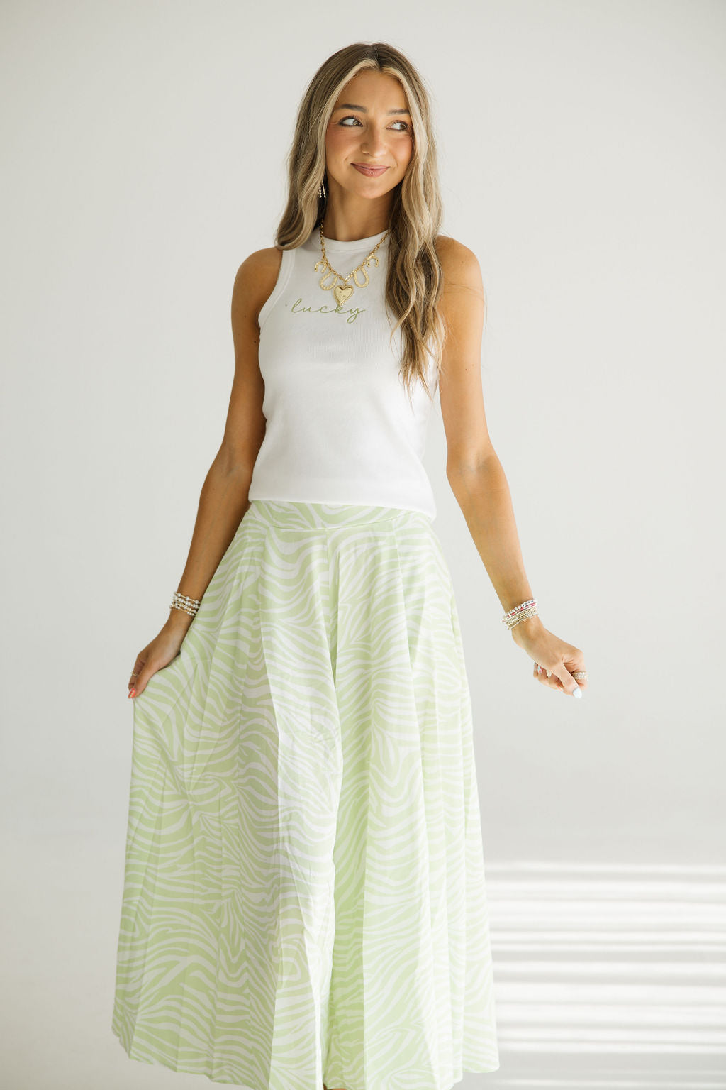 Zebra Wide Leg Pant | Lime
