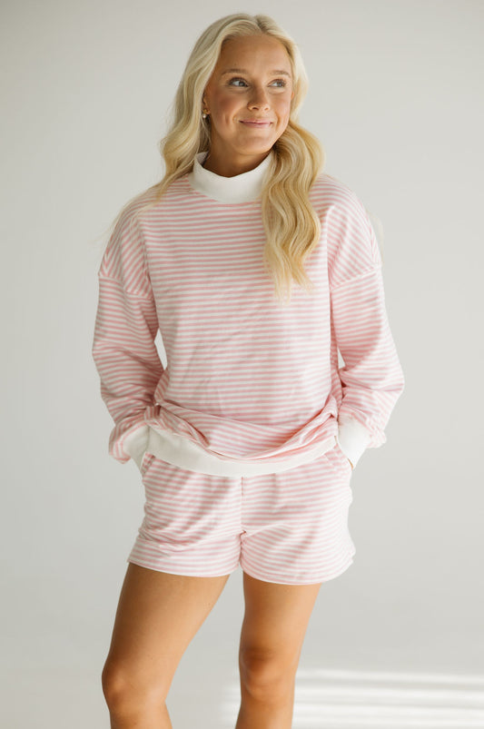 Perfectly Pink Stripe Mockneck Set