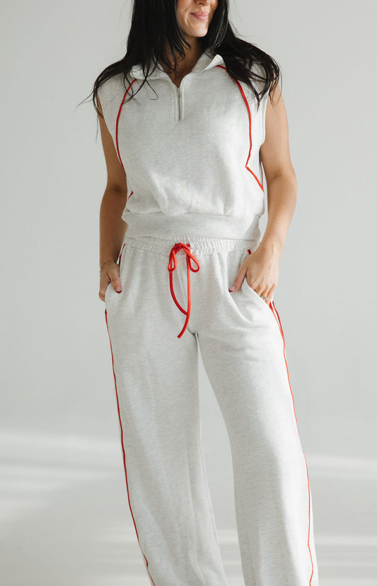 On The Track Pant Set | Ash/Red