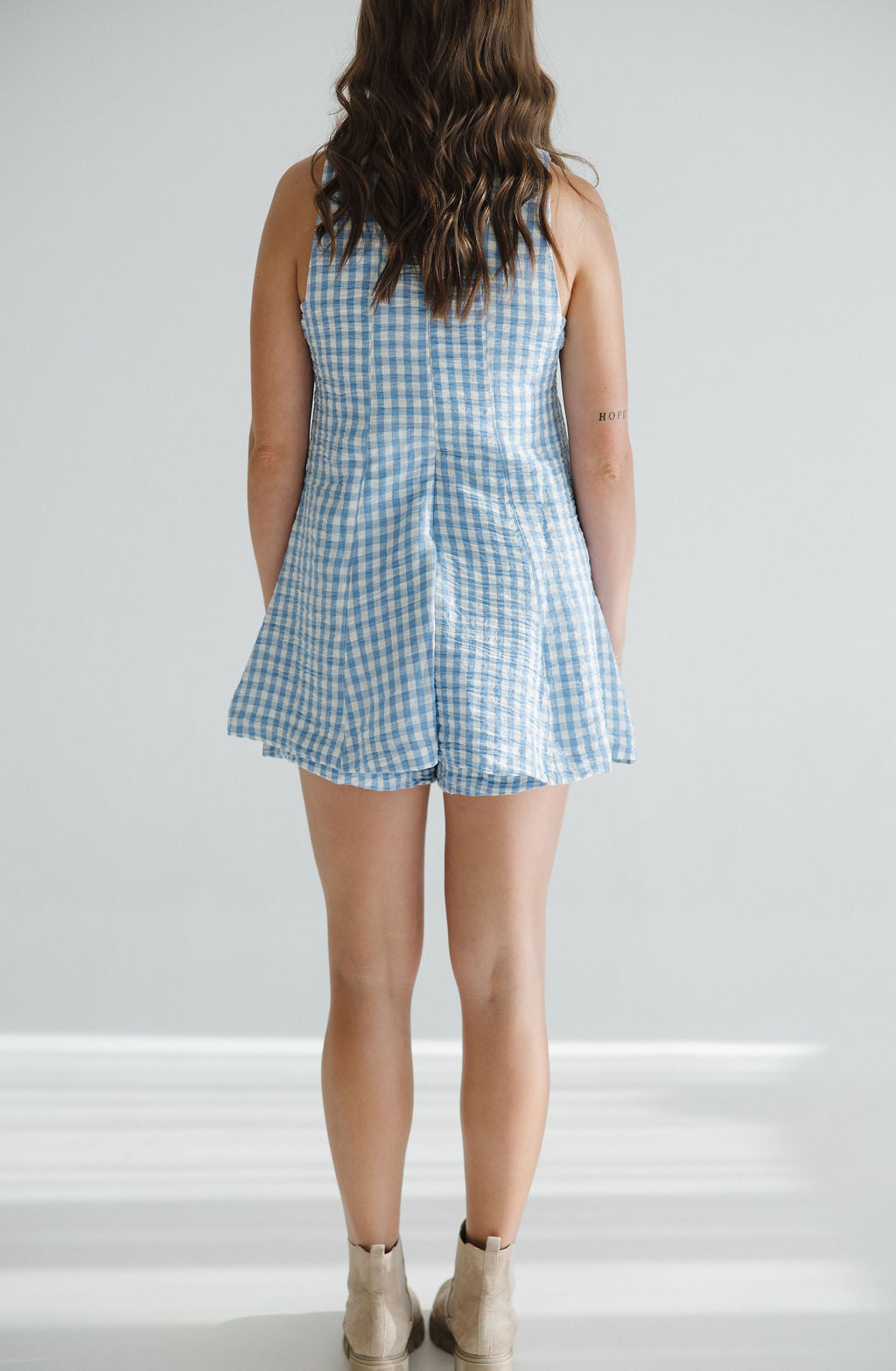 Falling For Gingham Romper | Blue