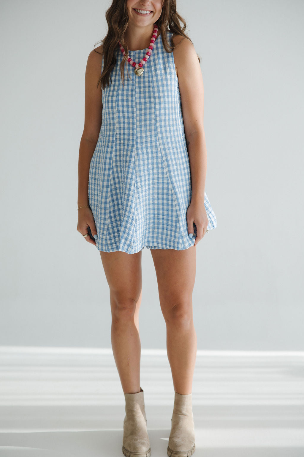 Falling For Gingham Romper | Blue